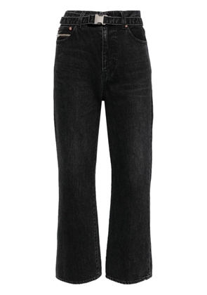 sacai straight-leg belted cropped jeans - Black