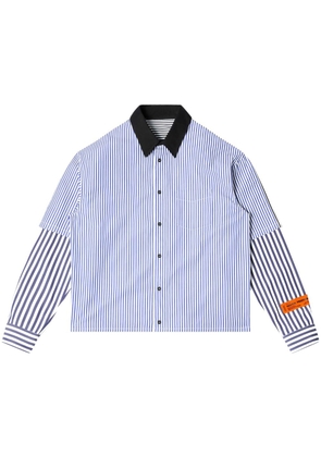 Heron Preston logo-patch stripe-pattern shirt - Blue