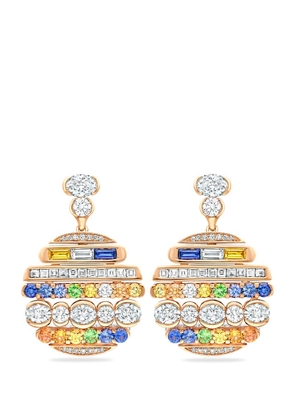 Boodles Rose Gold, Diamond, Sapphire And Tsavorite Play Of Light Drop Earrings