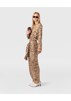 Stella McCartney - Tiger Print Tie-Front Jumpsuit, Woman, Natural tiger print, Size: 36
