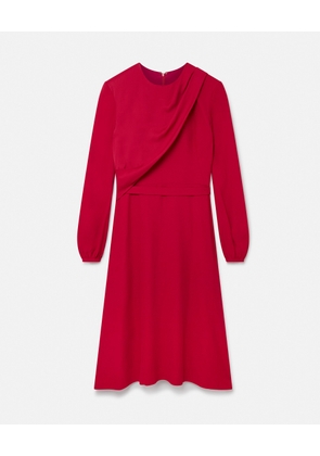 Stella McCartney - Wrap Front Twill Midi Dress, Woman, Raspberry Pink, Size: 40