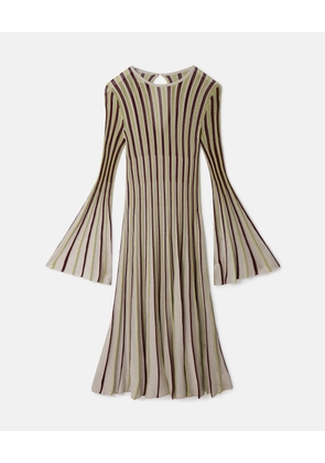Stella McCartney - Lurex Rib Knit Midi Dress, Woman, Oat/Aubergine, Size: XS