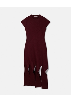 Stella McCartney - Lurex Rib Knit Midi Dress, Woman, Burgundy, Size: M