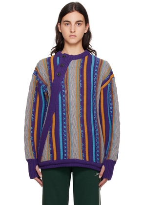ADER error Purple & Orange Buttoned Sweater