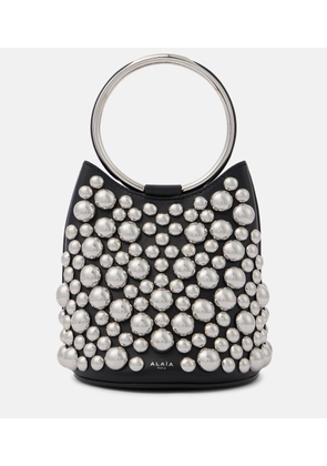 Alaïa Ring Mini embellished leather bucket bag
