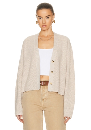 Guest In Residence Everyweek Rib Cardigan in Oatmeal - Beige. Size L (also in M, S, XS).