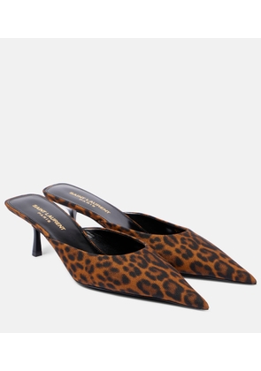 Saint Laurent Barbara 55 animal-print grosgrain mules