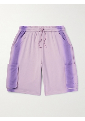 SAIF UD DEEN - Straight-Leg Cold-Dyed Logo-Print Cotton-Jersey Drawstring Cargo Shorts - Men - Purple - S
