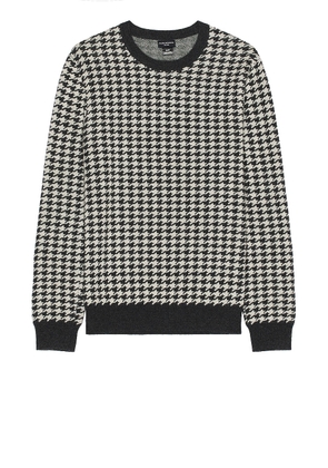 Club Monaco Wool Houndstooth Crew in Charcoal - Charcoal. Size L (also in ).