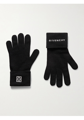 Givenchy - 4G Logo-Embroidered Wool and Cashmere-Blend Gloves - Men - Black