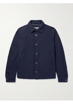 Herno - Herringbone Double-Faced Knitted Shirt Jacket - Men - Blue - IT 48