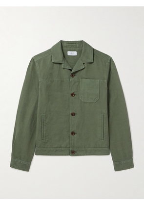Mr P. - Camp-Collar Garment-Dyed Cotton and Linen-Blend Jacket - Men - Green - XS