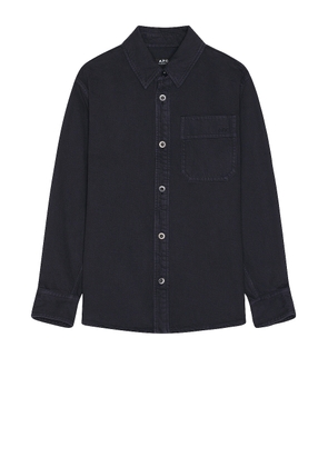 A.P.C. Surchemise Basile Brodee Poitrine in Navy - Blue. Size S (also in XL/1X).