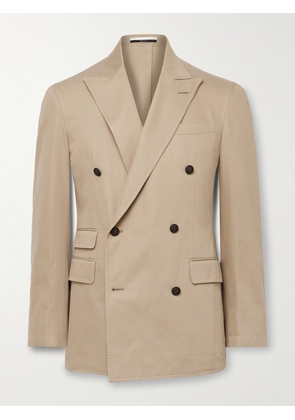 Dunhill - Cavendish Double-Breasted Cotton and Cashmere-Blend Twill Suit Jacket - Men - Neutrals - IT 46