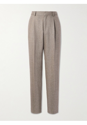 Loro Piana - Anden Straight-Leg Pleated Chevron Wool Trousers - Men - Neutrals - IT 46