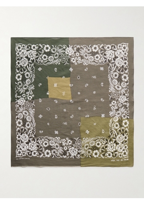 KAPITAL - Fastcolor Printed Selvedge Cotton-Voile Bandana - Men - Green