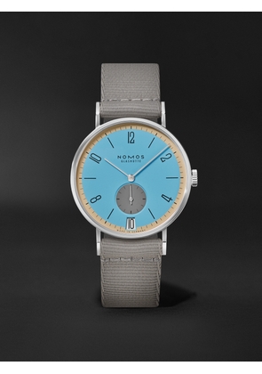NOMOS Glashütte - Tangente 38 Date Delfin Limited Edition Hand-Wound 37.5mm Stainless Steel and Webbing Watch, Ref. No. 179.S22 - Men - Blue