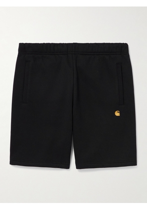 Carhartt WIP - Chase Straight-Leg Logo-Embroidered Cotton-Blend Jersey Shorts - Men - Black - S