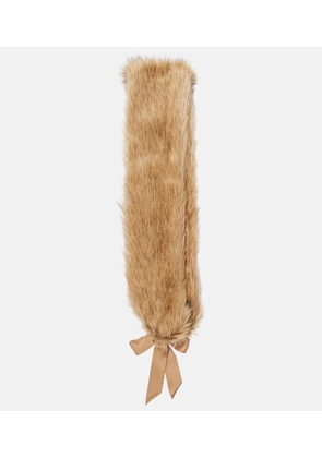 Saint Laurent Bow-detail animal-free fur scarf