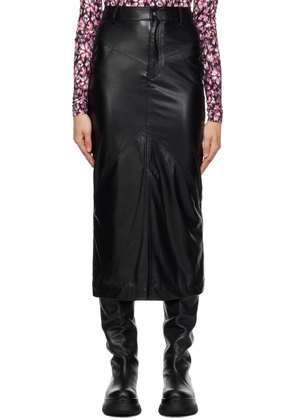 Isabel Marant Etoile Black Breanne Faux-Leather Midi Skirt