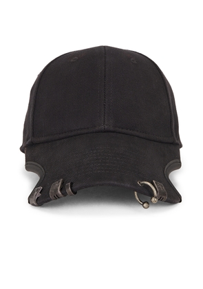 Balenciaga Piercing Cap in Washed Black & Rust - Black. Size M (also in S).