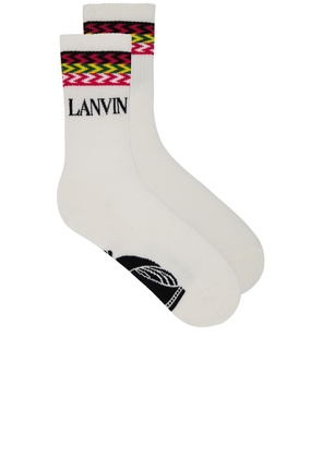 Lanvin Stripe Socks in White & Multi - White. Size all.