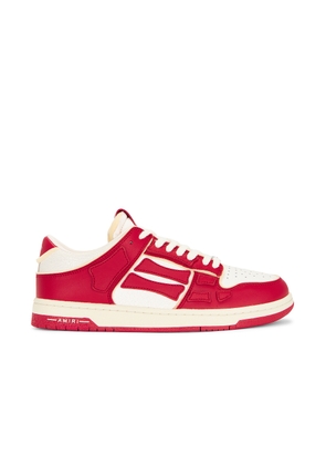 Amiri Collegiate Skeleton Top Low Sneaker in Red & White - Red. Size 43 (also in 40, 42, 46, 47).