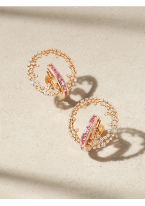Ananya - Scatter Full Moon 18-karat Rose Gold, Sapphire And Diamond Earrings - One size