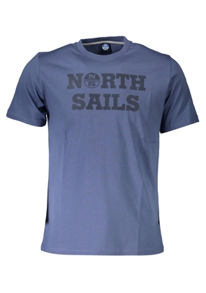 North Sails Blue Cotton Crew Neck Tee with Print - M