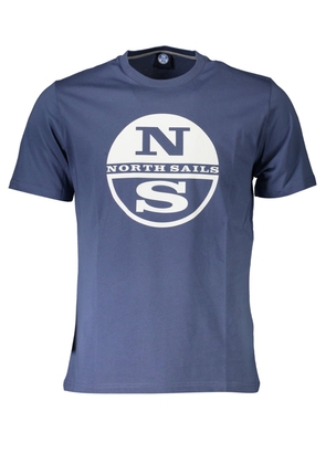 North Sails Blue Printed Round Neck Tee with Logo - M
