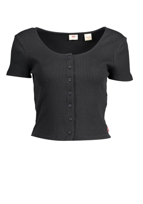 Levi's Chic Black Cotton Tee with Button Detail - L