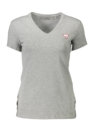 Guess Jeans Chic V-Neck Logo Tee in Gray - XL