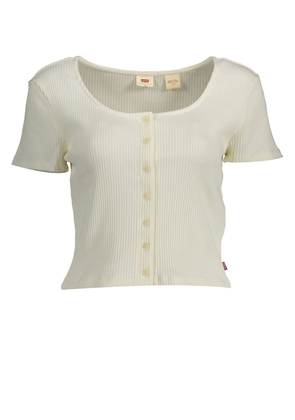 Levi's Chic White Buttoned Tee with Wide Neckline - L