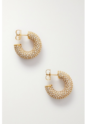 Amina Muaddi - Cameron Mini Gold-tone Crystal Hoop Earrings - One size