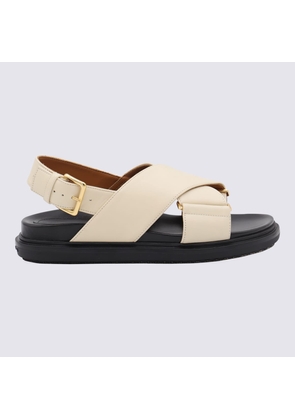 Marni Silk White Leather Fussbett Sandals