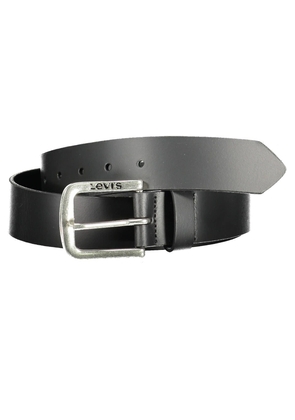 Levi's Elegant Black Leather Belt with Metal Buckle - 85 cm / 34 Inches