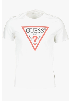 Guess Jeans Sleek Slim Fit White Tee with Logo Print - XXL