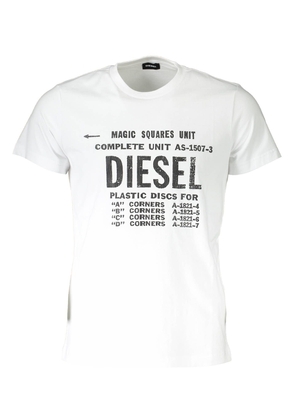 Diesel Sleek White Printed Crew Neck Tee - XL