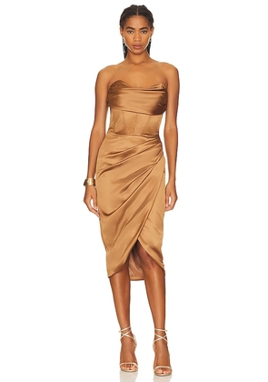 Bardot Jamila Corset Dress in Brown. Size 2, 8.