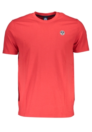 Vibrant Red Round Neck Tee with Logo Detail - XXL