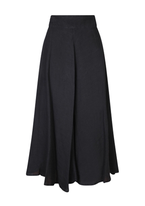 120% Lino Black Linen Full-Length Skirt