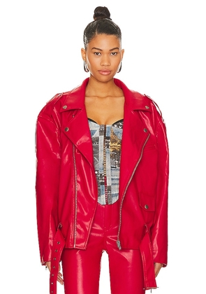 AFRM Faux Leather Blaise Jacket in Red. Size M.