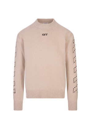 Off-White Beige Sweater With Diag Arrows Motif