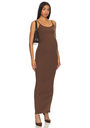 BUMPSUIT Maxi Rib Maternity Dress in Brown. Size S.