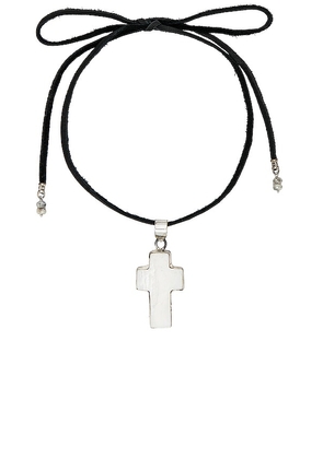 Child of Wild Selvia Mother Of Pearl Cross Necklace in Metallic Silver.