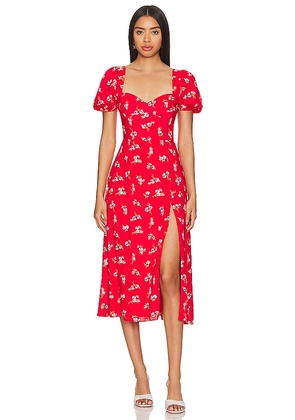 Bardot Gillian Midi Dress in Red. Size 4.