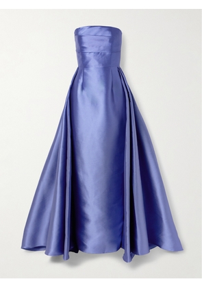 Solace London - Tiffany Strapless Draped Satin-twill Gown - Blue - UK 6,UK 8,UK 10,UK 12,UK 14,UK 16