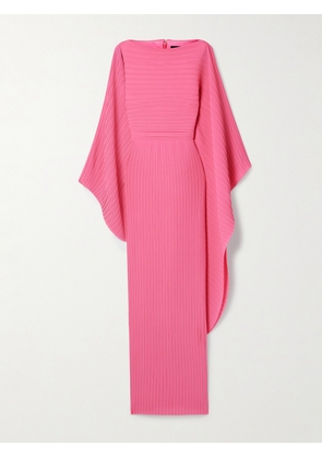 Solace London - Adami Cape-effect Plissé-chiffon Gown - Pink - UK 6,UK 8,UK 10,UK 12,UK 14