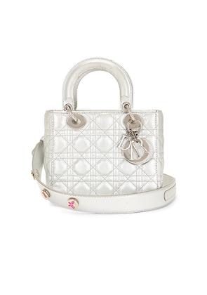 FWRD Renew Dior Lady Cannage Handbag in Metallic Silver.