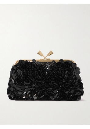 Anya Hindmarch - Maud Paillette-embellished Recycled-satin Clutch - Gray - One size
